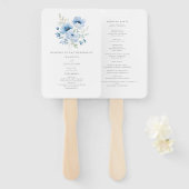 Elegantes Blue Floral Wedding Program Hand Fan Fächer (Vorne und Hinten)