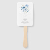 Elegantes Blue Floral Wedding Program Hand Fan Fächer (Vorderseite)