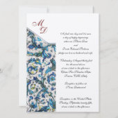 ELEGANTES BLUE FLORAL WEDING MONOGRAM EINLADUNG (Rückseite)