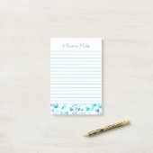 Elegantes Blue Florals Modernes Personalisiert Post-it Klebezettel (Auf Schreibtisch)