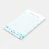 Elegantes Blue Florals Modernes Personalisiert Post-it Klebezettel (angewinkelt)