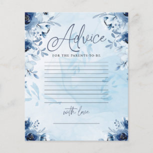 Elegantes Blue Flowers Baby Shower Advice Game