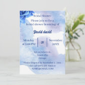 Elegantes Blue Flowers Custom Brautparty Einladung (Stehend Vorderseite)