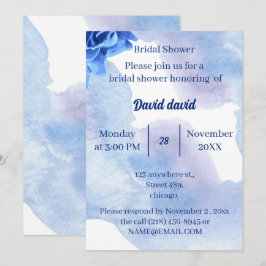 Elegantes Blue Flowers Custom Brautparty Einladung