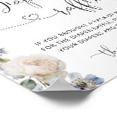 Elegantes Blue Flowers Diaper Raffle Poster (Ecke)