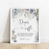 Elegantes Blue Flowers Diaper Raffle Poster