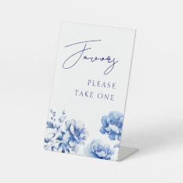 Elegantes Blue Flowers Favorit Pedestal Sign Sockelschild