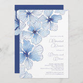 Elegantes Blue Flowers Probe Dinner Einladung (Vorne/Hinten)