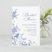 Elegantes Blue French Garden BRAUTPARTY Einladung (Stehend Vorderseite)