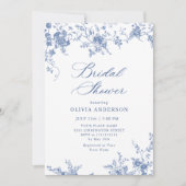 Elegantes Blue French Garden BRAUTPARTY Einladung (Vorderseite)