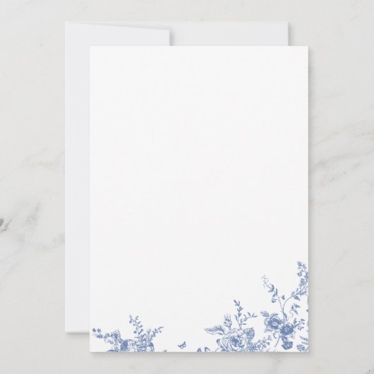 Elegantes Blue French Garden BRAUTPARTY Einladung (Rückseite)