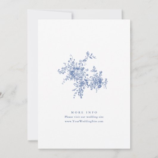 Elegantes Blue French Garden BRAUTPARTY Einladung (Rückseite)
