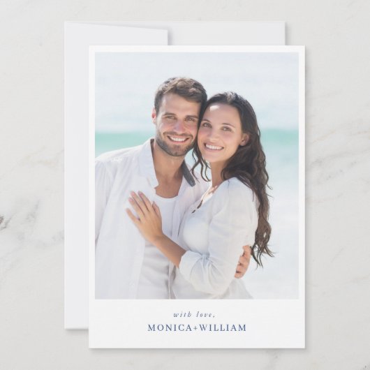 Elegantes Blue French Garden Floral Wedding Foto Save The Date (Rückseite)