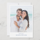 Elegantes Blue French Garden Floral Wedding Foto Save The Date (Rückseite)