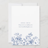 Elegantes Blue French Garden Floral Wedding Foto Save The Date (Rückseite)