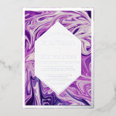 Elegantes Blue Galaxy Abstrakt Art Wedding Silver Folieneinladung (Vorderseite)