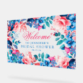 Elegantes Blue Garden Blumen Brautparty Willkommen Acrylschild (Winkel)