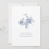 Elegantes Blue Garden Probe Abendessen Einladung (Rückseite)