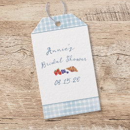 Elegantes Blue Gingham Summer Brunch Brautparty Geschenkanhänger