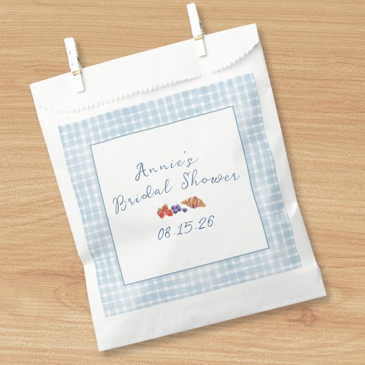 Elegantes Blue Gingham Summer Brunch Brautparty Geschenktütchen