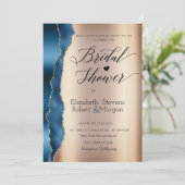Elegantes Blue Glitzer Script-Brautparty Einladung (Stehend Vorderseite)