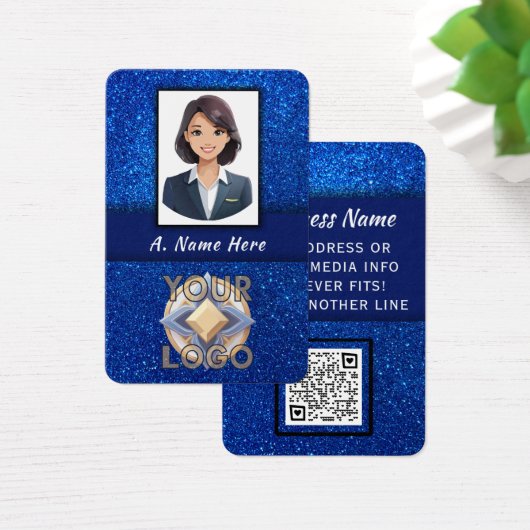 Elegantes Blue Glitzer Wedding Pros Event-Logo (Schreibtisch)