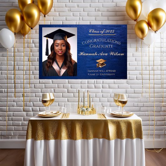 Elegantes Blue & Gold Abschluss Banner