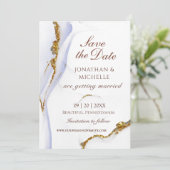 Elegantes Blue Gold Abstrakt Inspiration Hochzeit Save The Date (Stehend Vorderseite)