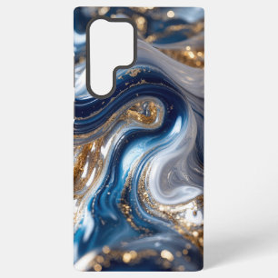 Elegantes Blue Gold Abstrakt Wave 3D Muster Samsung Galaxy Hülle