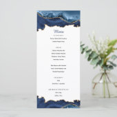 Elegantes Blue & Gold Agate Menü Menükarte (Stehend Vorderseite)