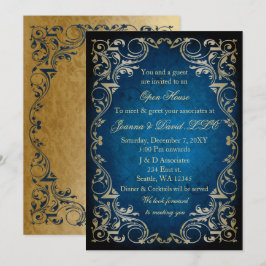 Elegantes Blue Gold Business Corporate Party Einladung