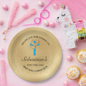 Elegantes Blue-Gold-Cross-Party Pappteller (Party)