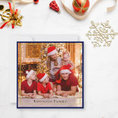 Elegantes Blue Gold Double Sided Foto Mitteilungskarte