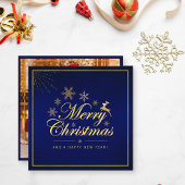 Elegantes Blue Gold Double Sided Foto Mitteilungskarte