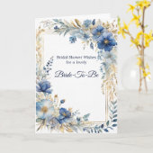 Elegantes Blue Gold Floral Brautparty Karte (Gelbe Blume)