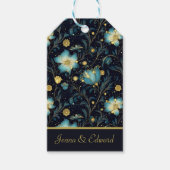 Elegantes Blue & Gold Floral Personalisiertes Weih Geschenkanhänger (Vorderseite)