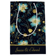 Elegantes Blue & Gold Floral Personalisiertes Weih