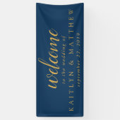 Elegantes Blue Gold Frame Wedding Party Banner (Vertikal)