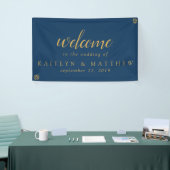 Elegantes Blue Gold Frame Wedding Party Banner (Messeveranstaltung)