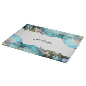 Elegantes Blue Gold Geode Personalisiert Cutting B Schneidebrett (Ecke)