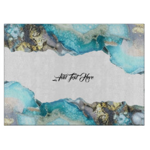 Elegantes Blue Gold Geode Personalisiert Cutting B Schneidebrett