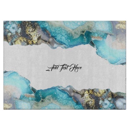 Elegantes Blue Gold Geode Personalisiert Cutting B Schneidebrett (Vorderseite)