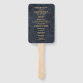 Elegantes Blue Gold Hochzeitsprogramm Fächer (Rückseite)