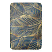 Elegantes Blue Gold Leaf Design Badematte (Vorderseite Vertikal)