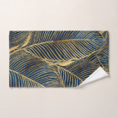 Elegantes Blue Gold Leaf Design Badhandtuch Set (Handtuch)