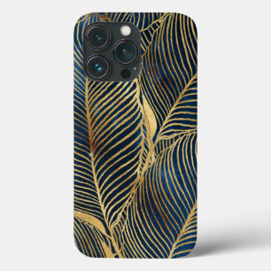 Elegantes Blue Gold Leaf Design Case-Mate iPhone Hülle