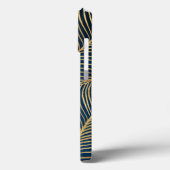 Elegantes Blue Gold Leaf Design Case-Mate iPhone Hülle (Rückseite / Links)