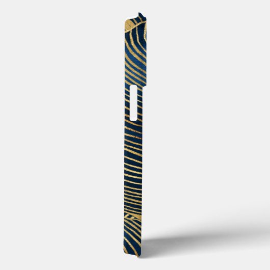 Elegantes Blue Gold Leaf Design Case-Mate iPhone Hülle (Rückseite / Rechts)