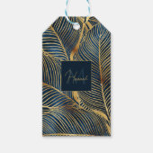 Elegantes Blue Gold Leaf Design Geschenkanhänger (Vorderseite)