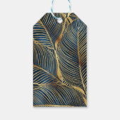 Elegantes Blue Gold Leaf Design Geschenkanhänger (Rückseite)